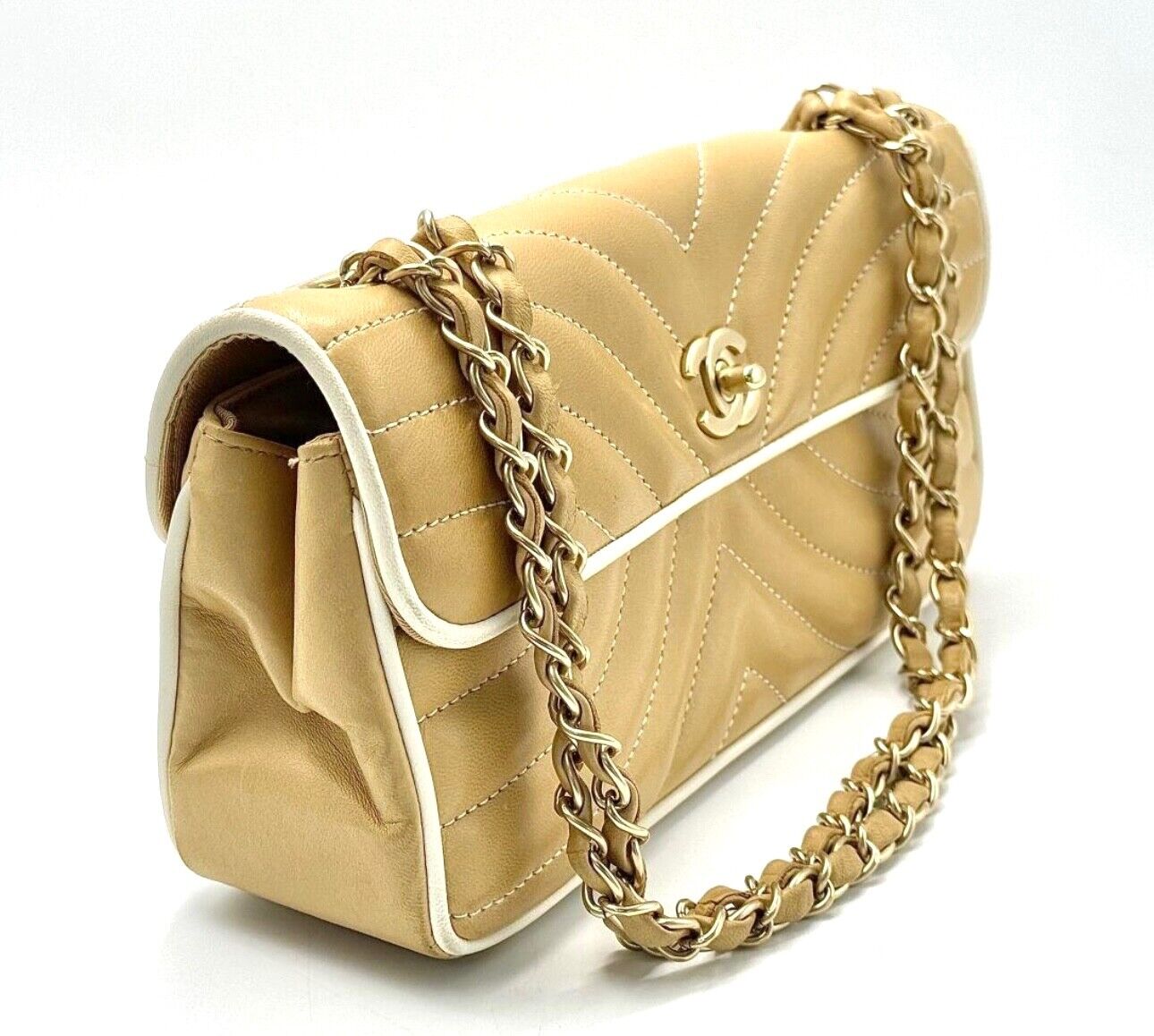 Chanel West Caramel Leather Shoulder Flap