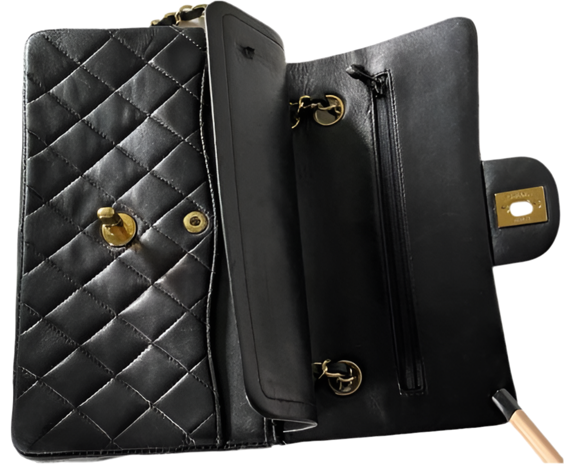 Chanel Classic 11:12 Double Flap Black Lambskin Medium