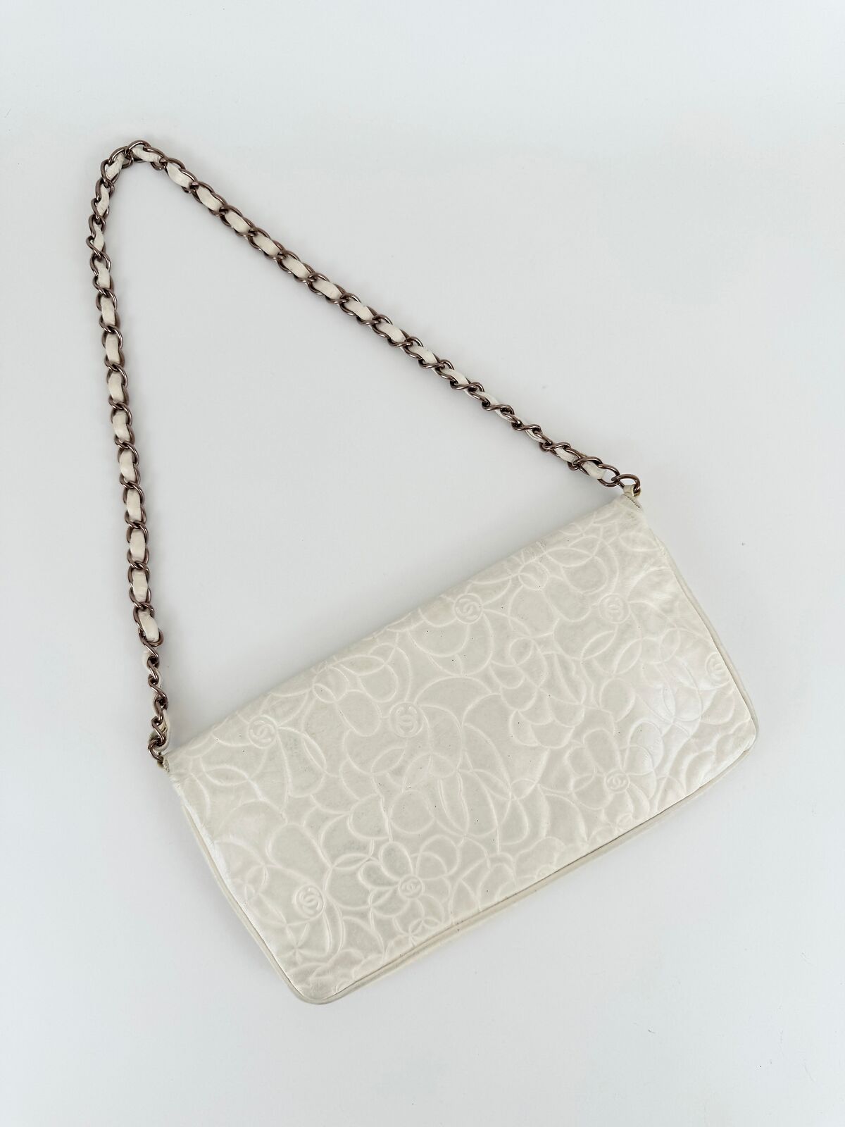 Chanel Camellia Classic Single Flap White Shoulder Bag