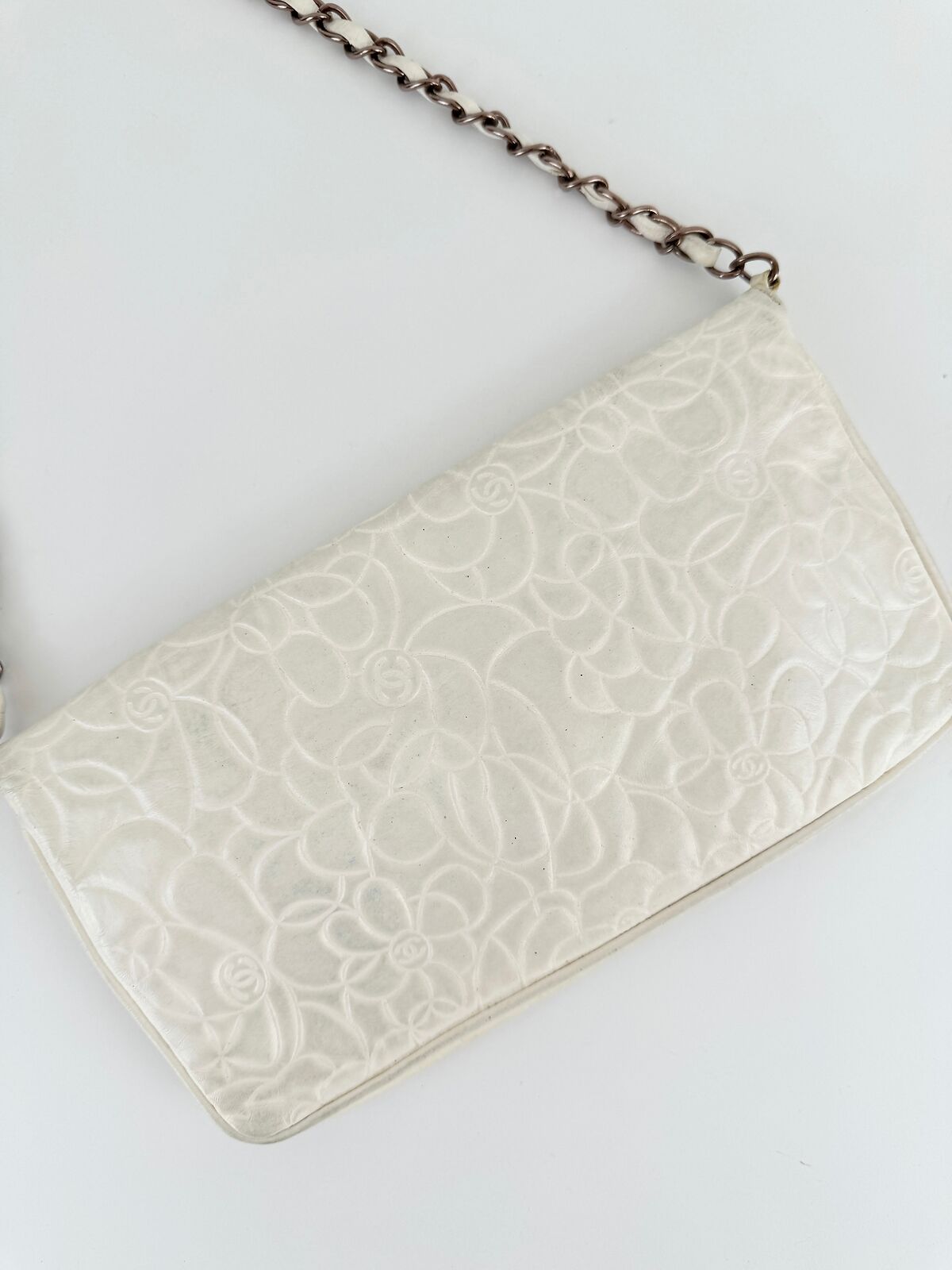 Chanel Camellia Classic Single Flap White Shoulder Bag