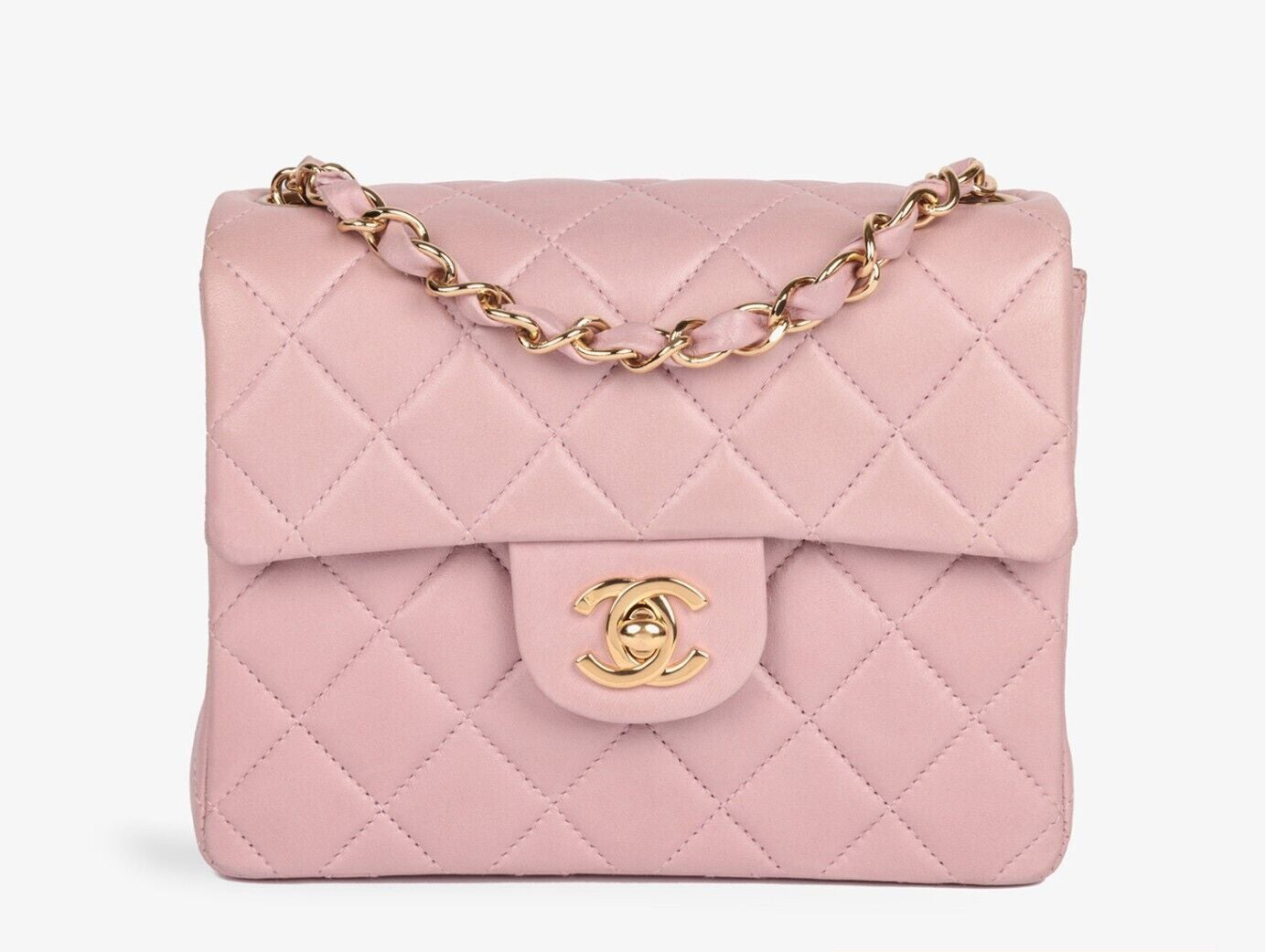 Chanel Pink Quilted Lambskin Square Mini Flap Bag