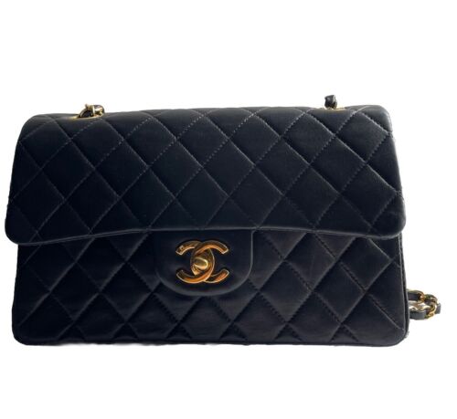 Chanel Classic 11:12 Double Flap Black Lambskin Medium