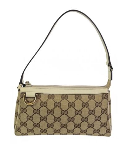 Y2K D-ring leather monogram canvas shoulder bag