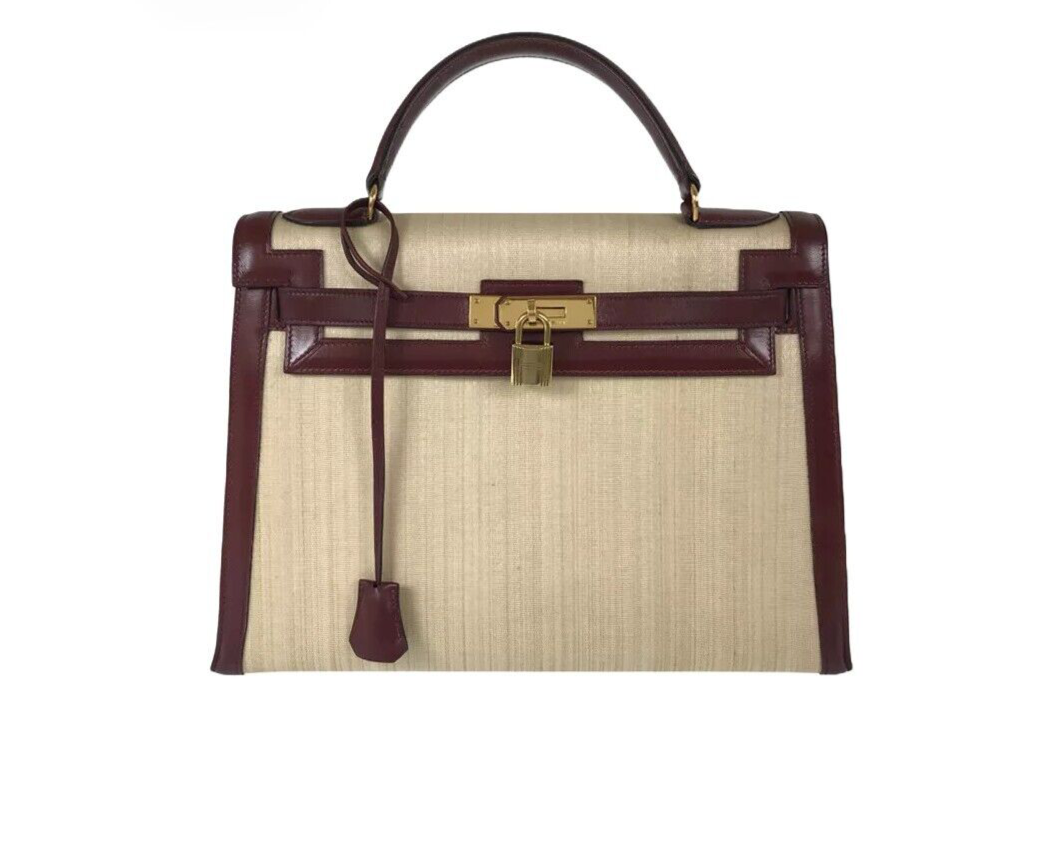 Hermès Kelly Burgundy Natural 32 Sellier