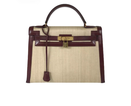 Hermès Kelly Burgundy Natural 32 Sellier