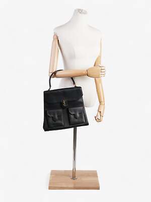 Saint Laurent Top Handle Black Grained Leather Bag