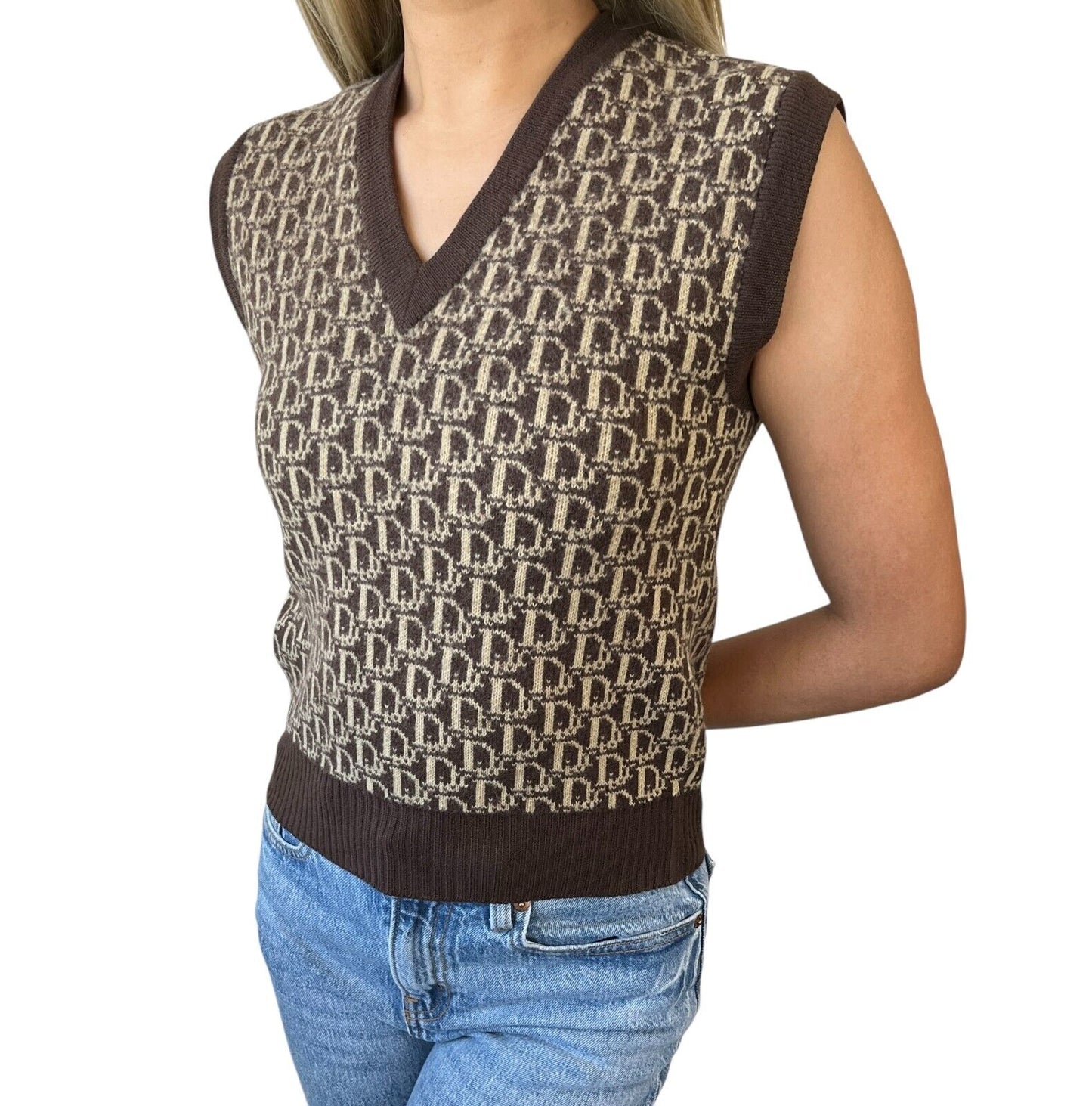 Christian Dior Trotter Monogram Logo Knit Vest V-neck
