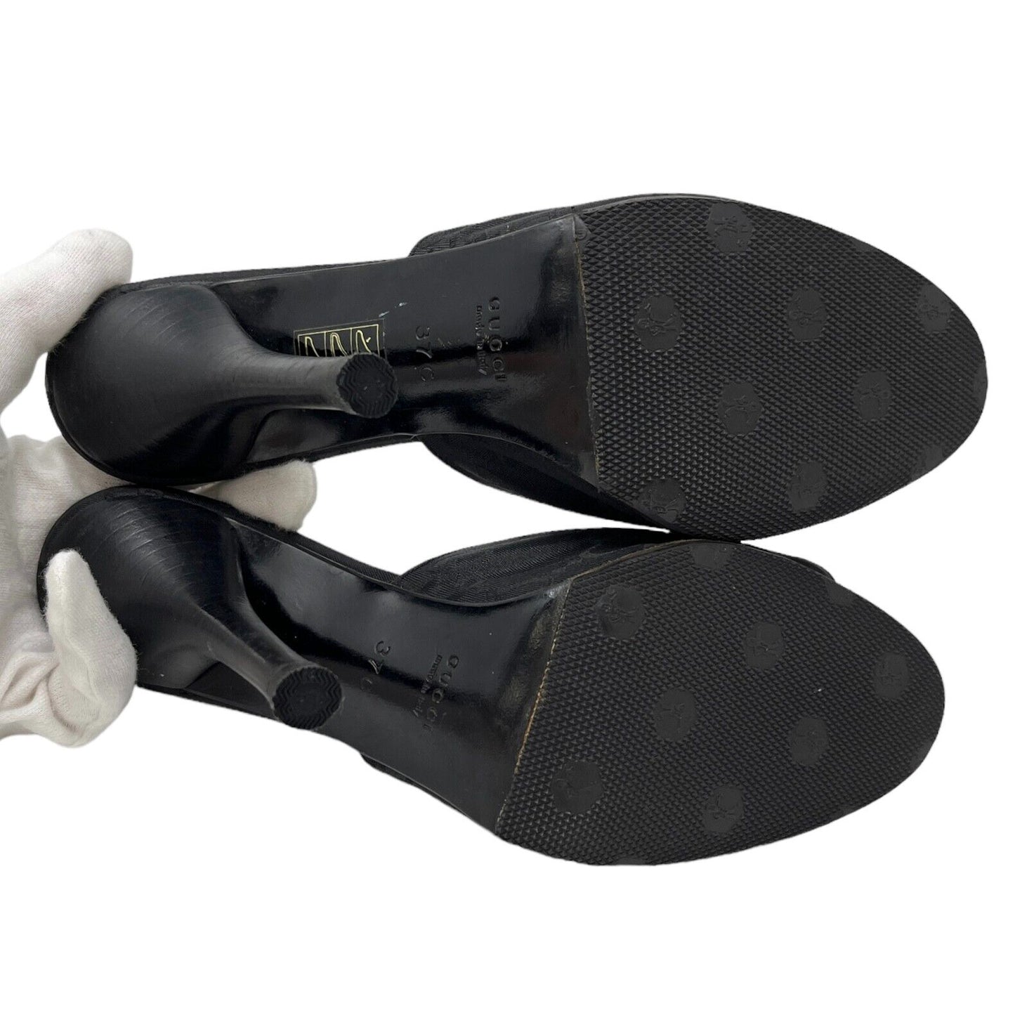 Black Gucxi Vintage GG Monogram Sandals Heels