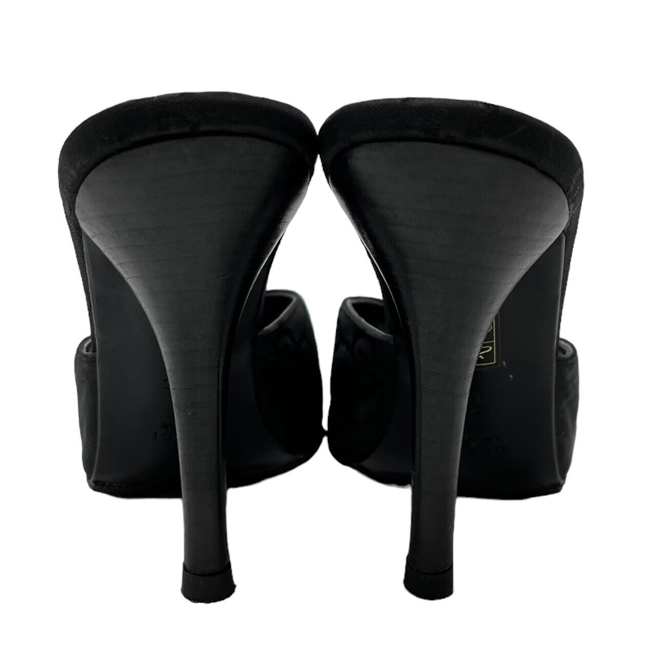 Black Gucxi Vintage GG Monogram Sandals Heels