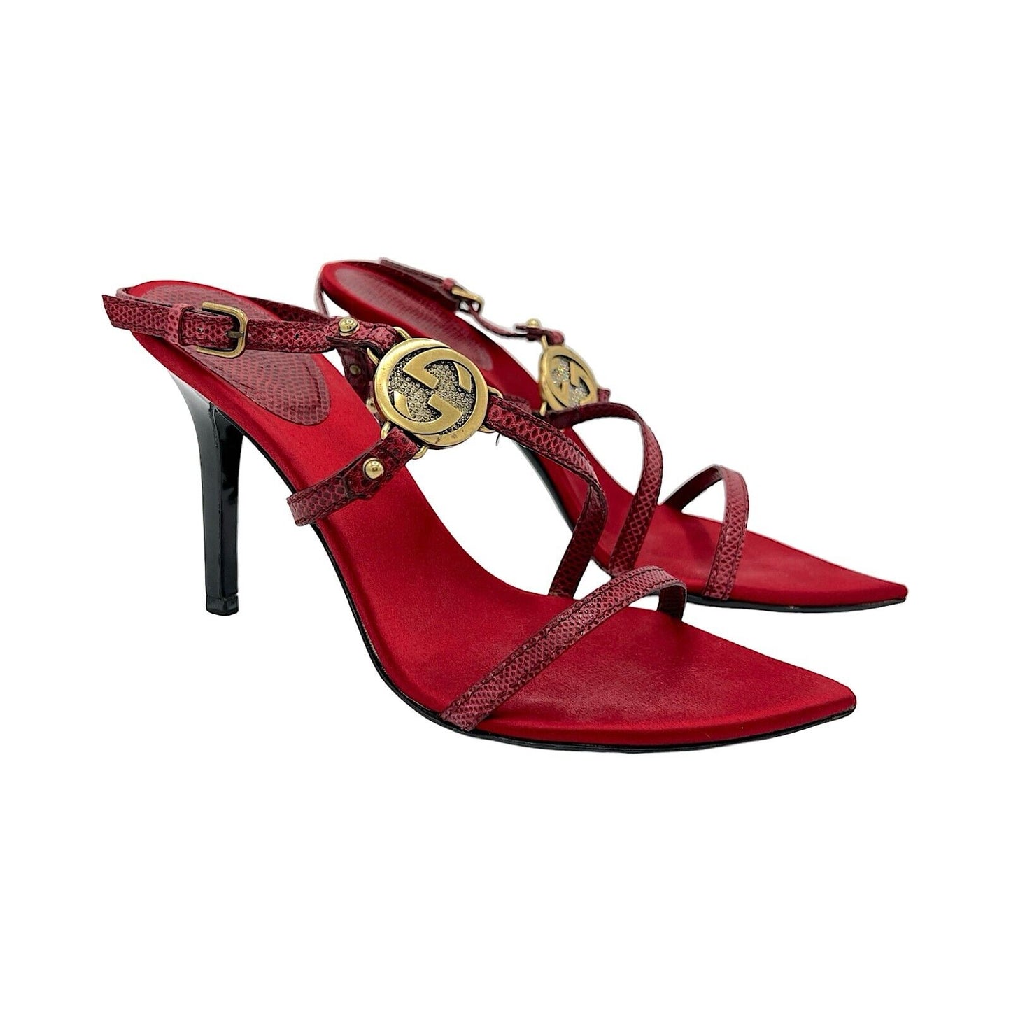 Red Gucci GG Heels Sandals
