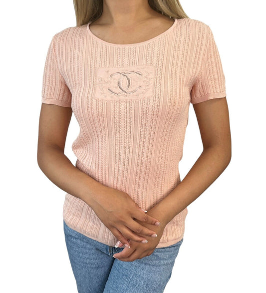 Chanel Vintage 04P CC Mark Logo Knit T-shirt