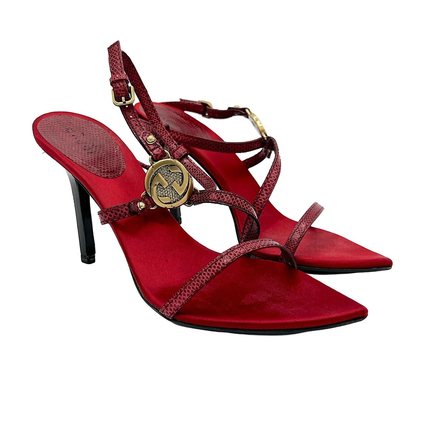 Red Gucci GG Heels Sandals