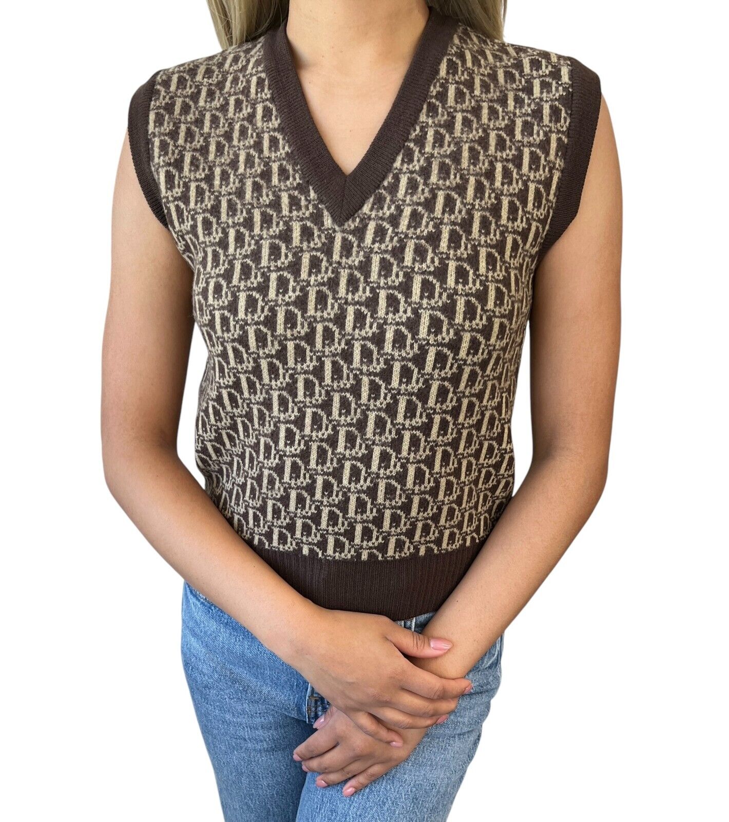 Christian Dior Trotter Monogram Logo Knit Vest V-neck