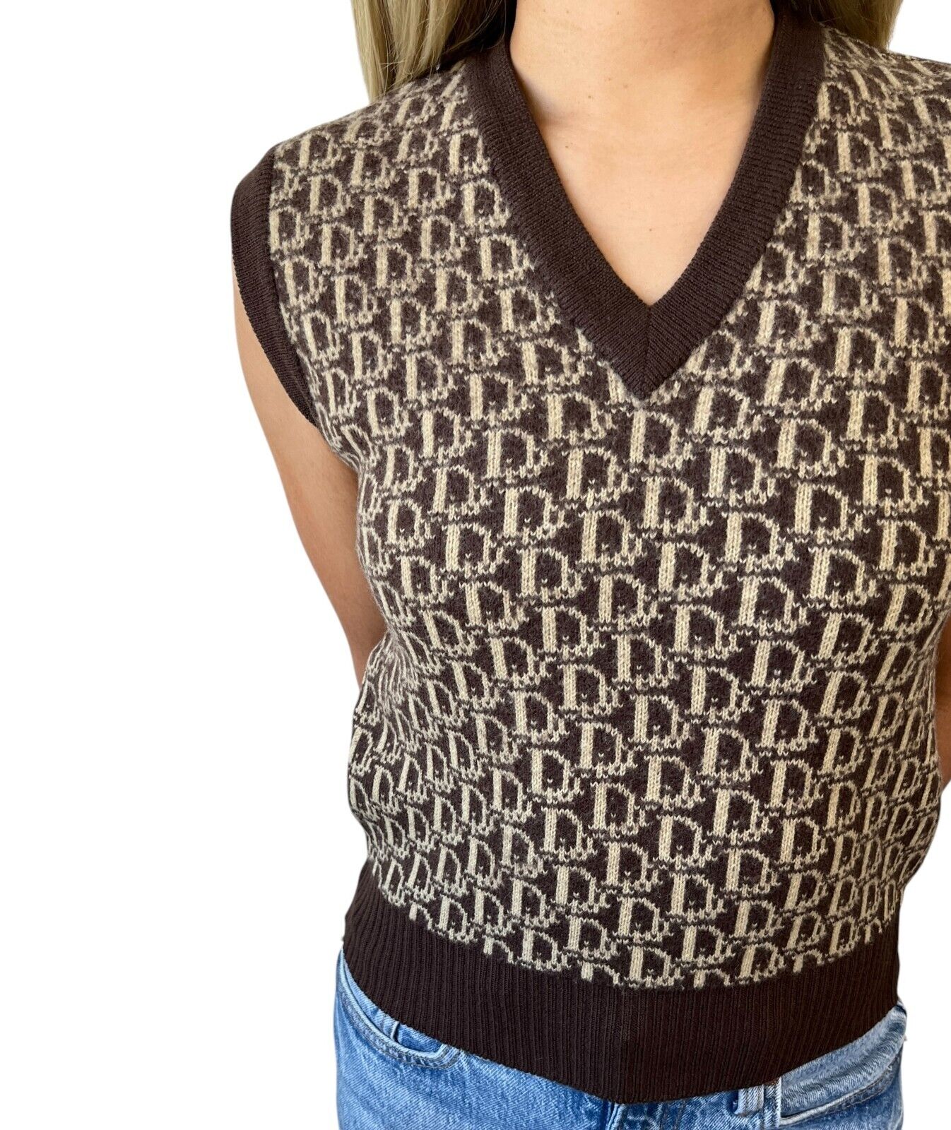 Christian Dior Trotter Monogram Logo Knit Vest V-neck