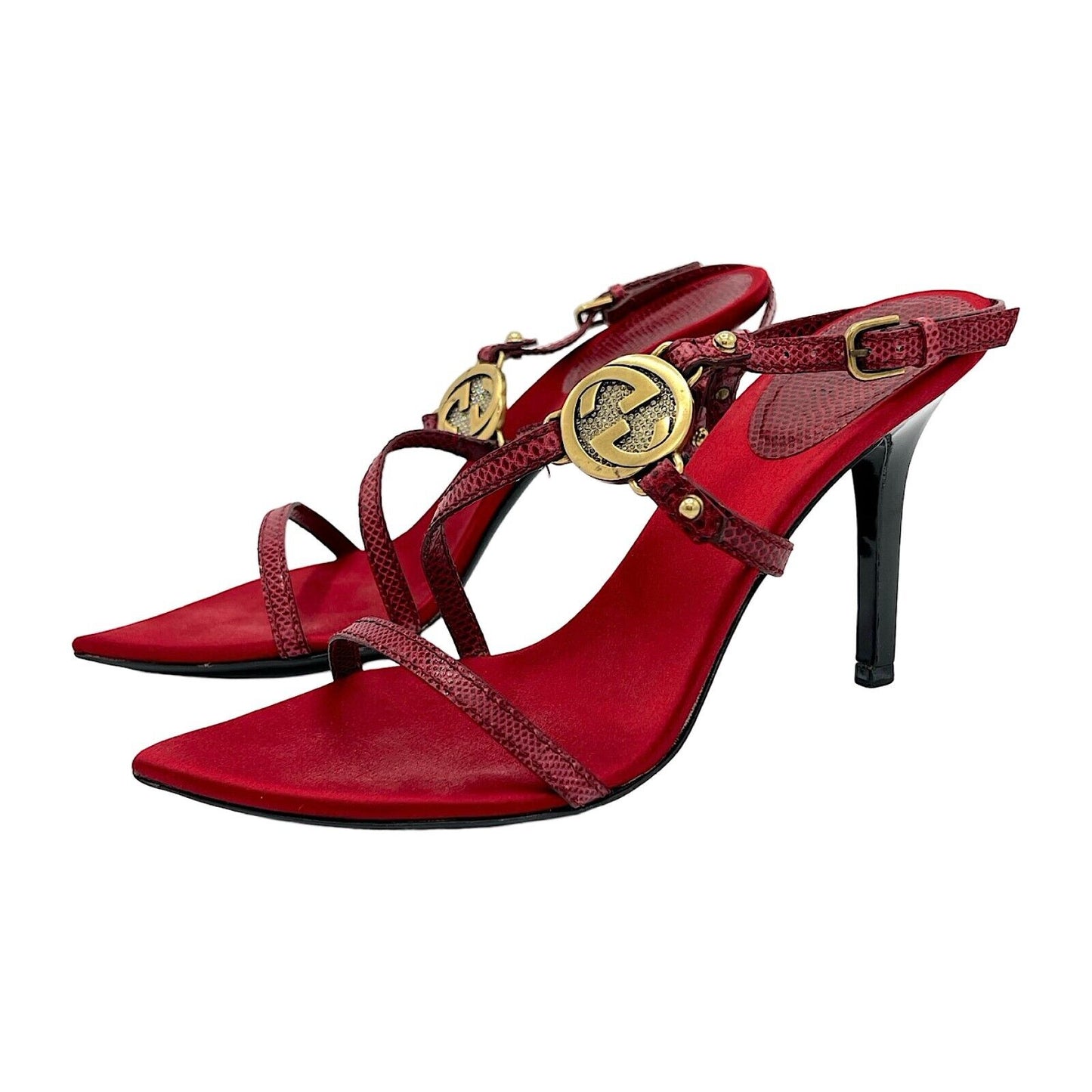 Red Gucci GG Heels Sandals