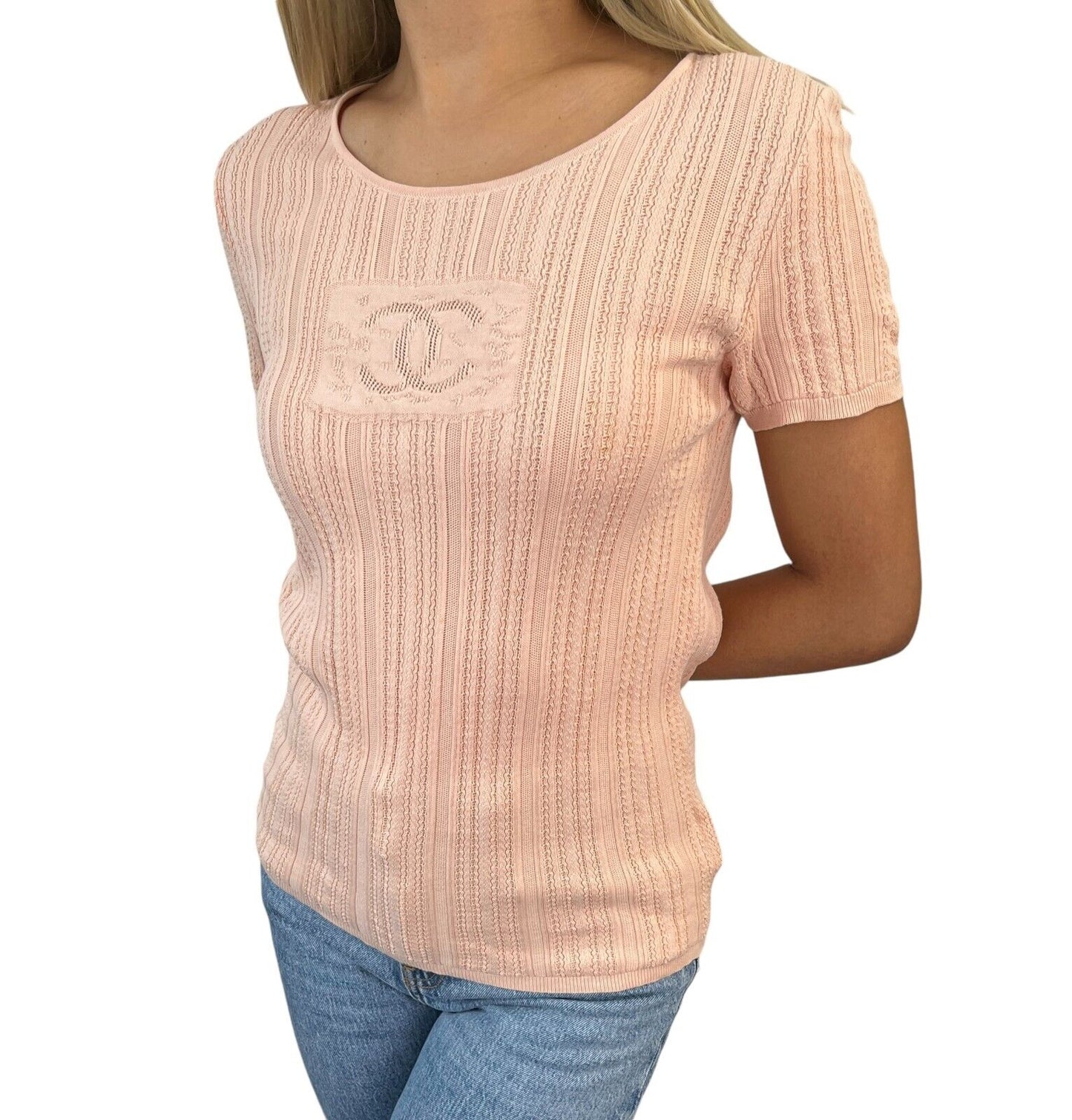 Chanel Vintage 04P CC Mark Logo Knit T-shirt