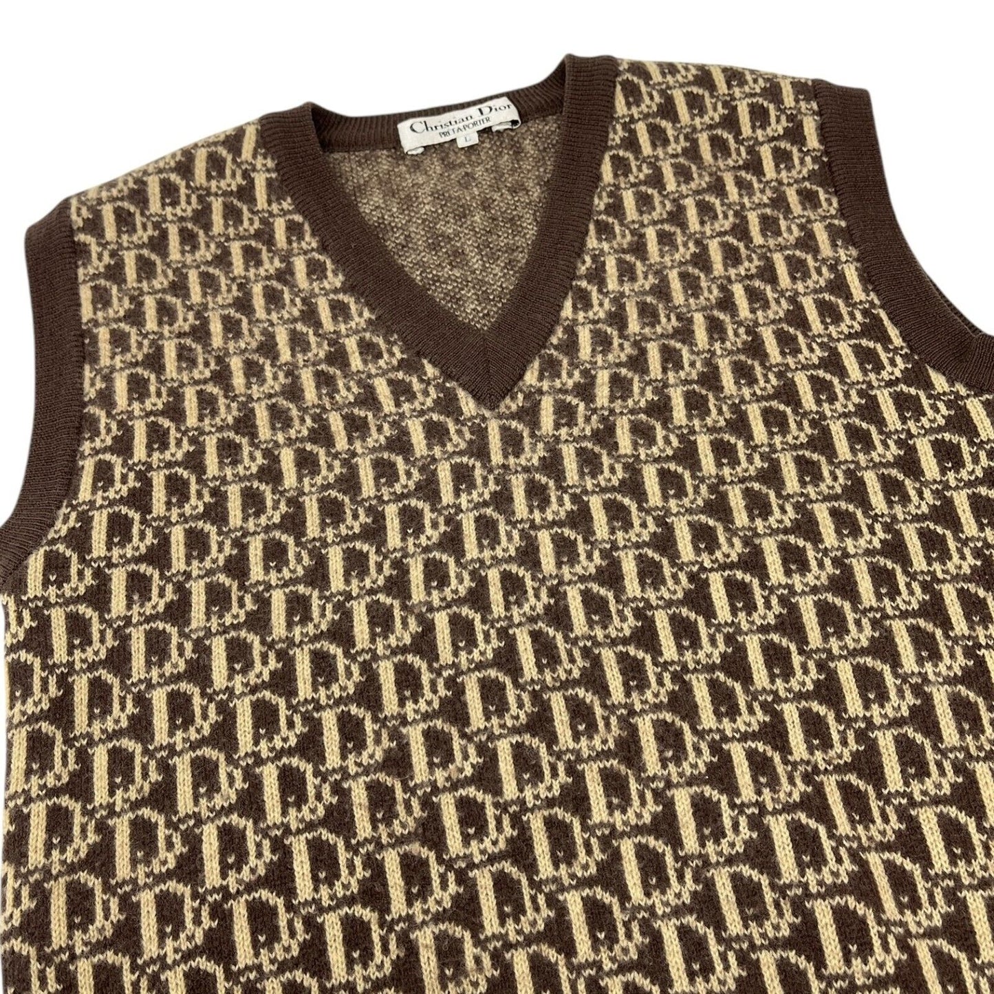 Christian Dior Trotter Monogram Logo Knit Vest V-neck