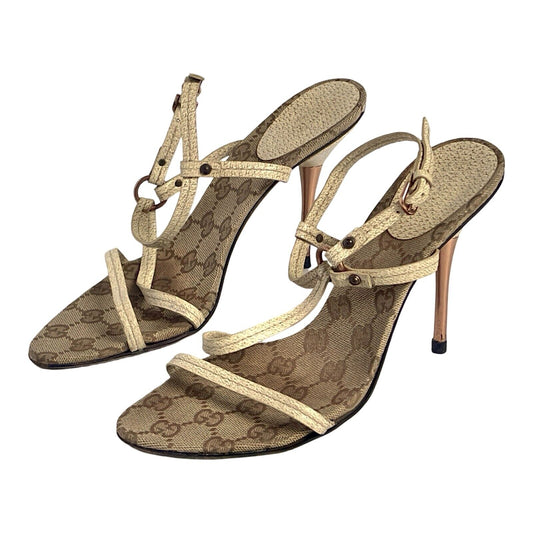 Beige Canvas Gucci GG Monogram Heels