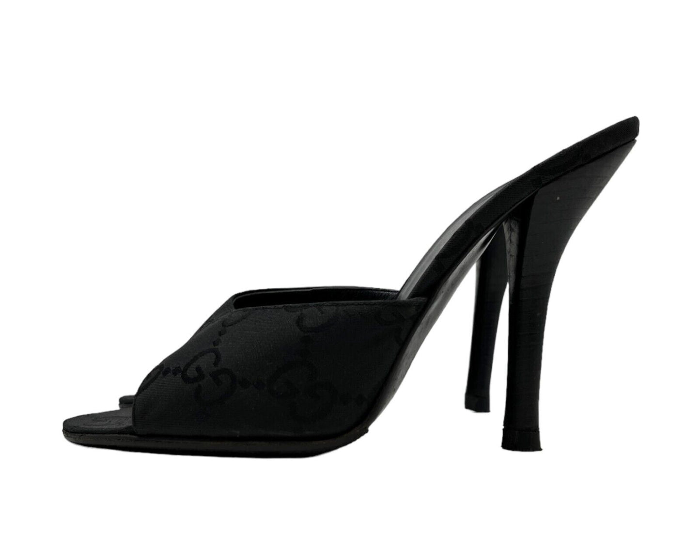 Black Gucxi Vintage GG Monogram Sandals Heels