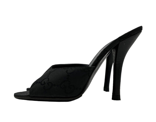 Black Gucxi Vintage GG Monogram Sandals Heels