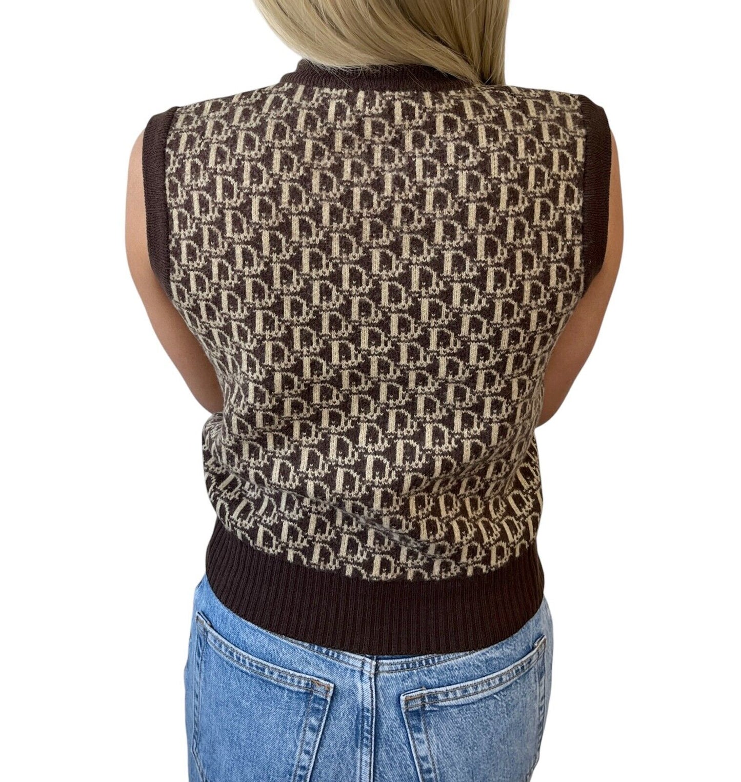 Christian Dior Trotter Monogram Logo Knit Vest V-neck