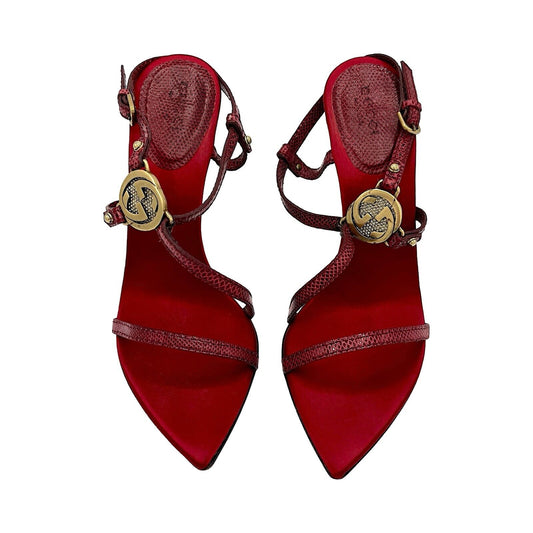 Red Gucci GG Heels Sandals