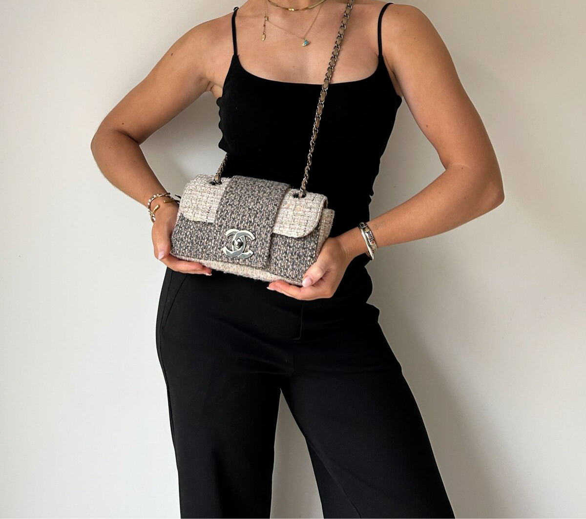 Vintage Chanel Tweed Fantasy Classic Flap Bag