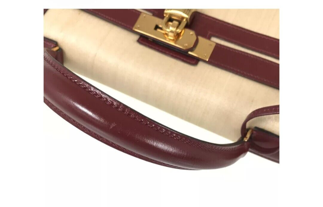 Hermès Kelly Burgundy Natural 32 Sellier