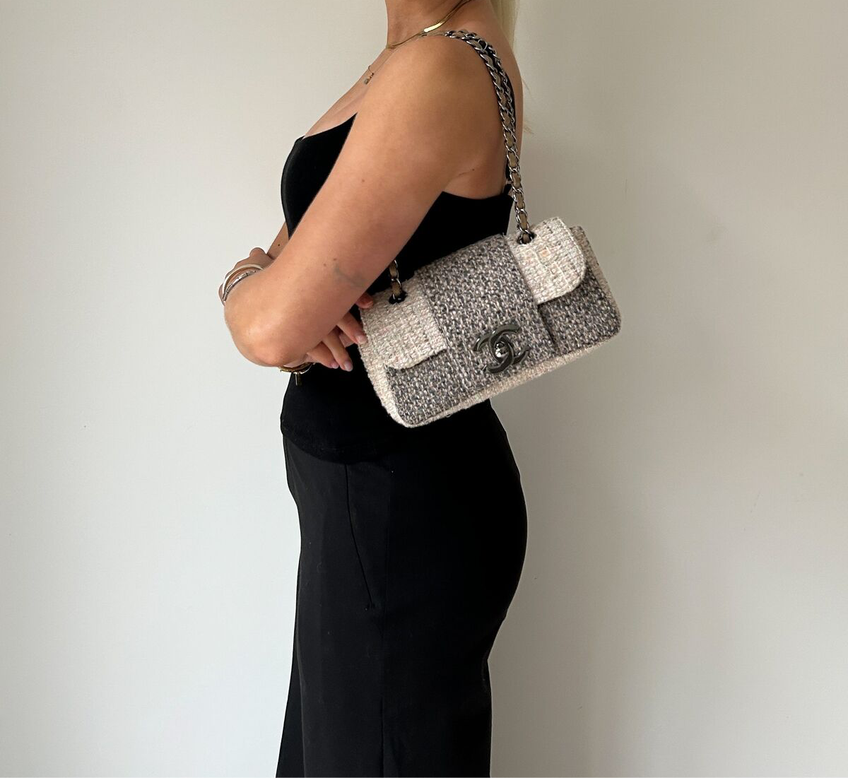 Vintage Chanel Tweed Fantasy Classic Flap Bag