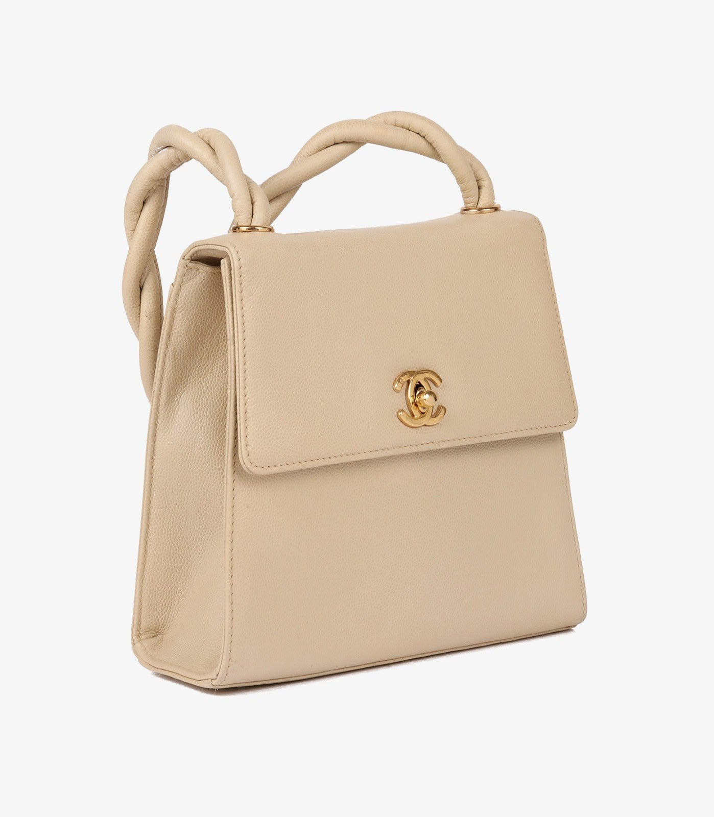 Chanel Cream Caviar Leather Braided Shoulder Bag