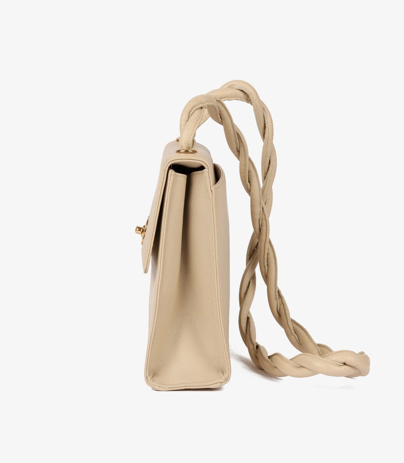 Chanel Cream Caviar Leather Braided Shoulder Bag