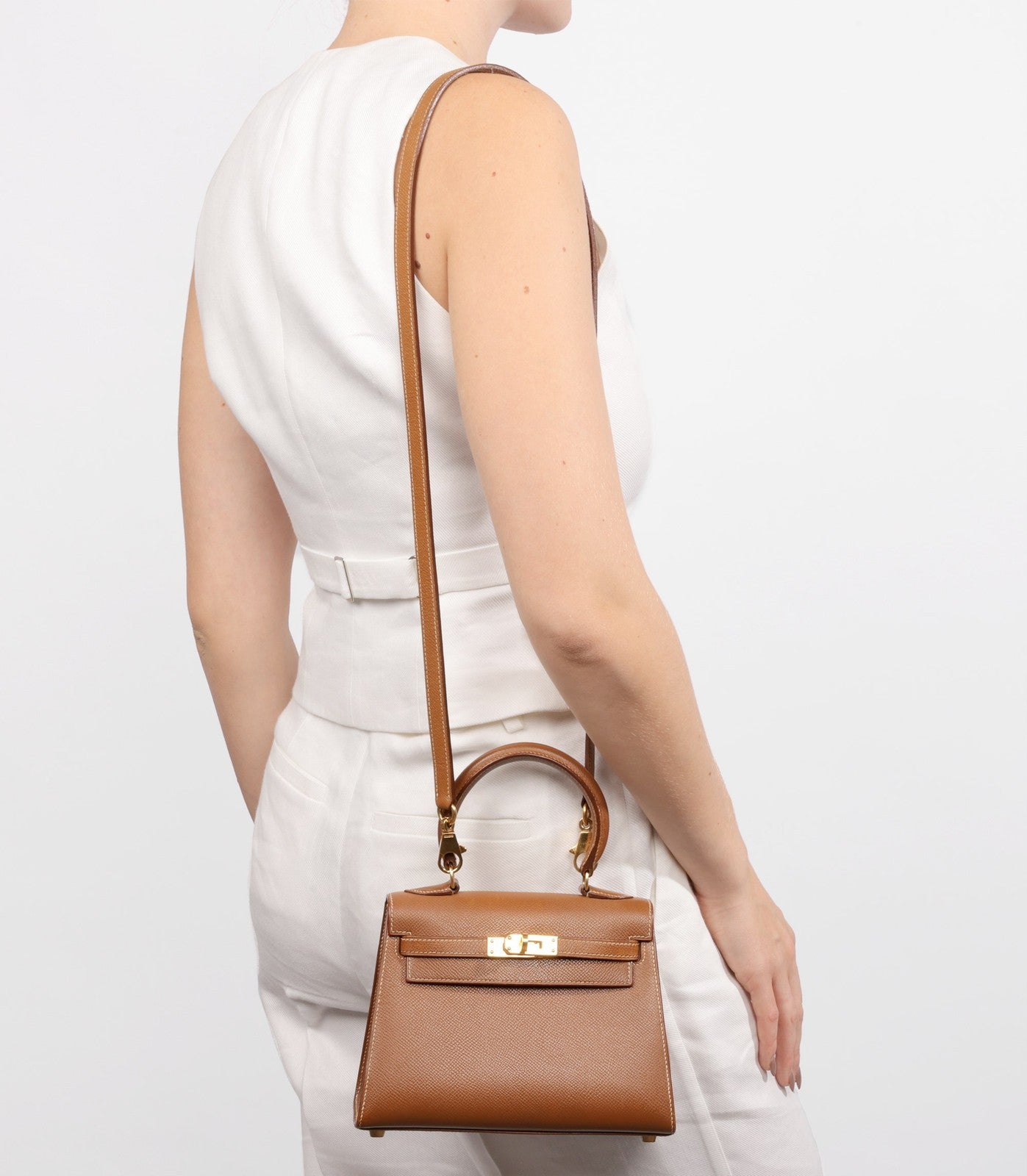 Hermès Gold Courchevel Leather Kelly 20cm