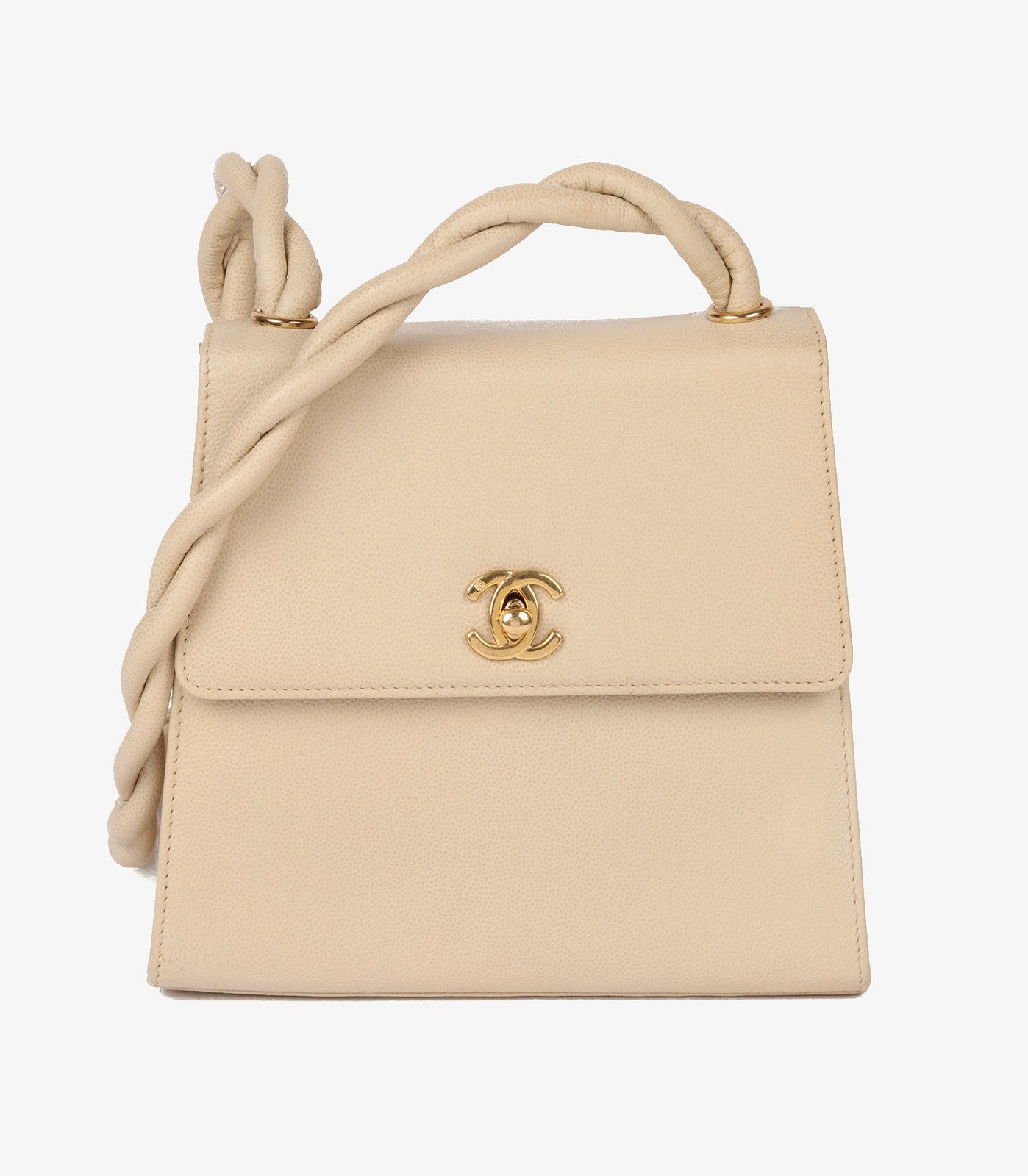 Chanel Cream Caviar Leather Braided Shoulder Bag